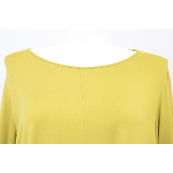 COMFY USA Plus 2X Lime Green Asymmetrical Hem Black Pocket Stretchy Tunic Top Bl - Picture 3 of 8